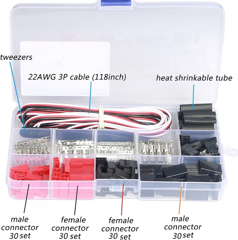 Fraternize 60 Sets JST Servo Connector Kits Plug Male Female Crimp Pin Cable with SN-28B Dupont Crimping Tool 0.1-1.0mm ²(AWG28-18) Compatible JST SYP servo wire cable for RC Car Hitec Spektrum Model Airplanes - Image 5